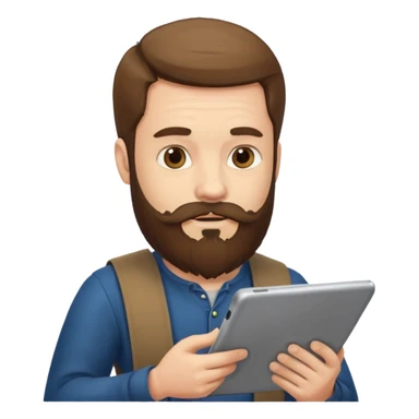 bearded man reading a tablet sticker