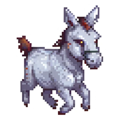 a running donkey, pixel art style sticker