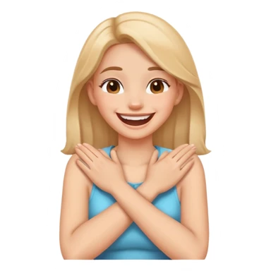 hands crossed holding neck laughing girl sticker