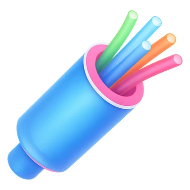 An optical cable illustrated in a playful and vibrant style, representing the fun and exciting aspects of high-speed internet. sticker