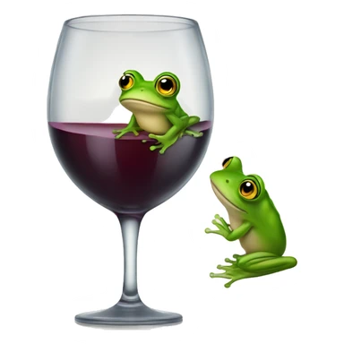 Frog looking through wine glass sticker