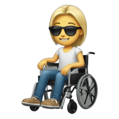 Teenager in a wheelchair wearing sunglasses sticker