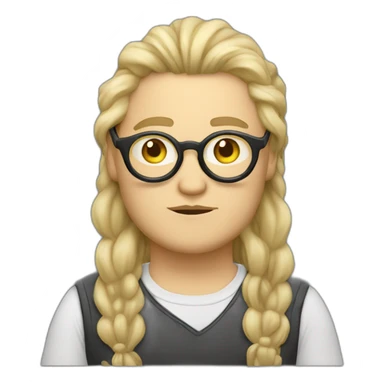 Chubby non binary Big lebowsky round glasses long blond hair chaotic beard vaporizer sticker