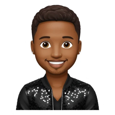 Trey Songz with dark brown hair, black sequin outfit sticker