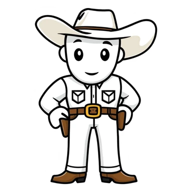 happy cowboy man with white skin and a white hat sticker