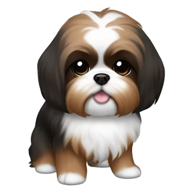 Mini brown/ black Shih Tsu with long ear hair  sticker