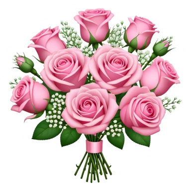 a bouquet of pink roses and baby’s breath  sticker