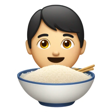 Asian person eating rice sticker