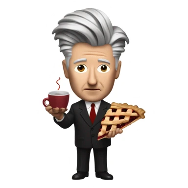 david lynch holding a cherry pie and coffee sticker