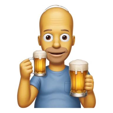 homer simpson no hair  smiling with a beer sticker