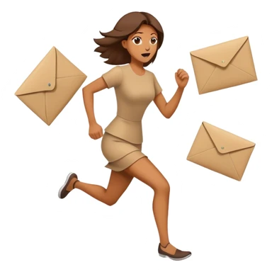 Woman running away from envelopes  sticker