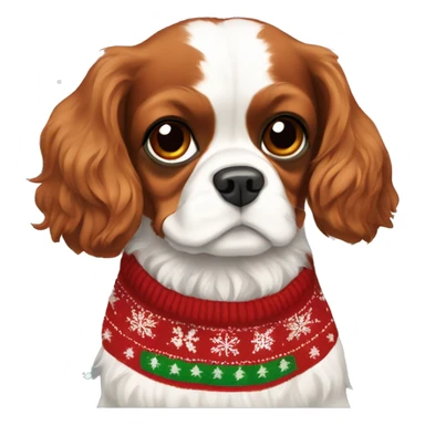 Cavalier King Charles spaniel wearing Christmas sweater sticker