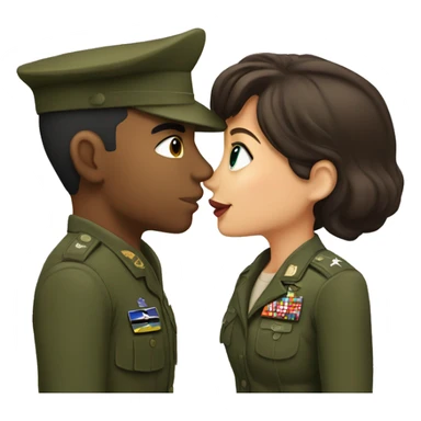 A military man kisses a brunette girl sticker