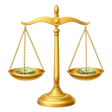 Весы с чашами в одной позитивная мысль о деньгах а в другой негативная мысль о деньгах sticker