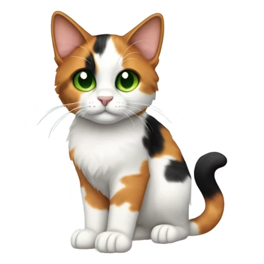 Calico Cat Full Body with green eyes sticker