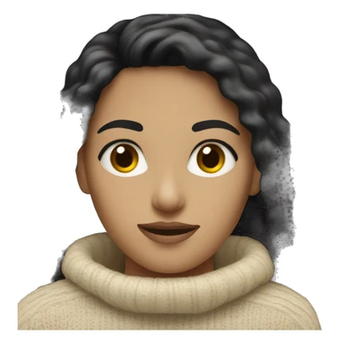 white woman black hair in beige sweater  sticker