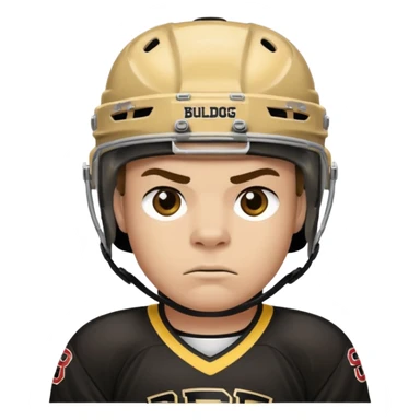 Hockey player in Black and Gold Bulldogs Jersey sticker