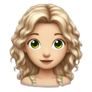 Cute fairy with long brown hair green eyes sticker