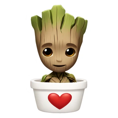 baby-groot with big, red hearth sticker