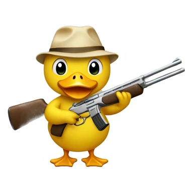 yellow duck emoji holding a golden shotgun sticker
