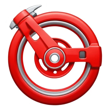 Minimal emoji icon of a car wheel with red brake caliper sticker
