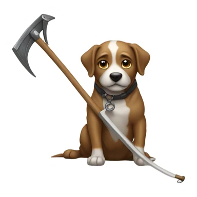 A dog with a scythe sticker