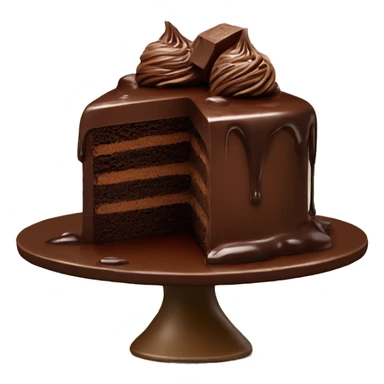 Chocolate cake with chocolate drip down the side and more chocolate on the top sticker