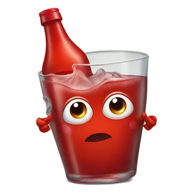 A red heart ❤️ with eyes, a mouth, and hands, looking tipsy and drunk, holding a bottle of drink in one hand, with a playful, wobbly expression sticker