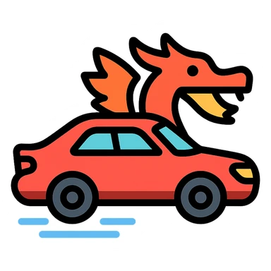 colored icon of a swift car with dragon-like features sticker