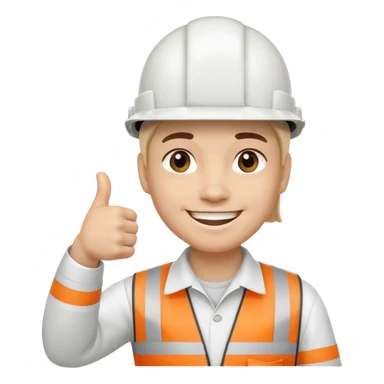 Cara de persona con casco blanco inginierl civil con pulgar arriba sticker