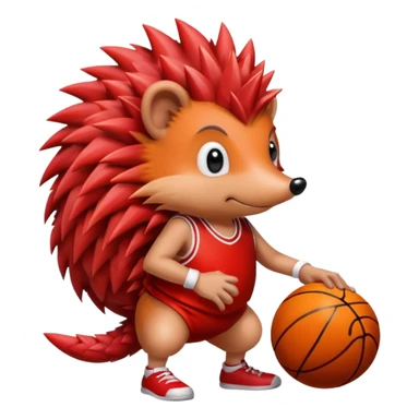 red hedgehog playing basketball sticker
