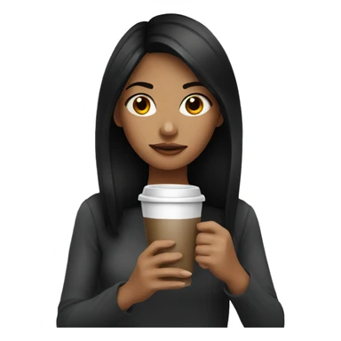 Dark hair girl drinking coffee sticker