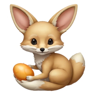 fennec carrying an unpeeled egg sticker