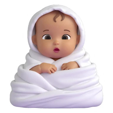 lightly tanned baby swaddled in a white blanket sticker