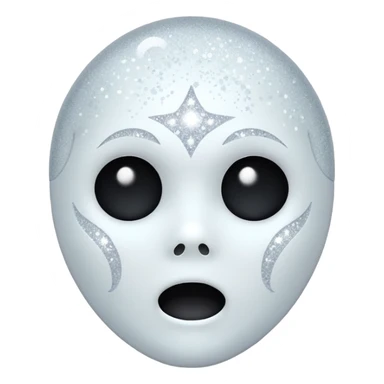 white Ghost face glitter  sticker
