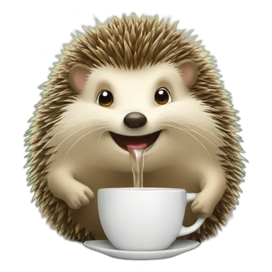hedgehog smiling and drinking coffee sticker