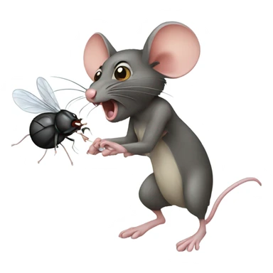 Mouse fighting a fly sticker