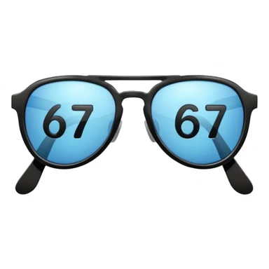 Sunglasses with the number 67 on them sticker