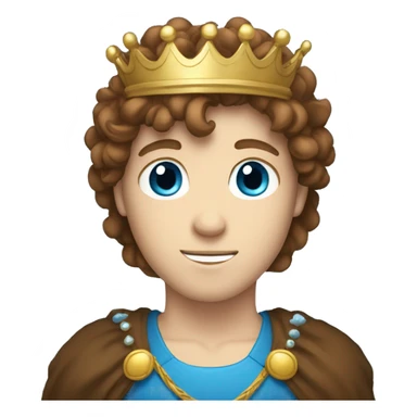 White boy with Brown floppy hair and blue eyes with crown on his head sticker