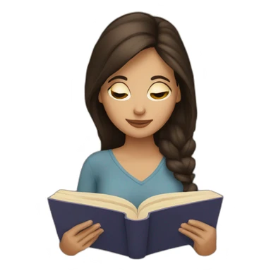 Brunette reading a book sticker