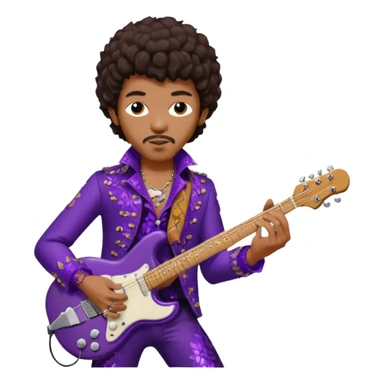Jimi Hendrix with dark brown hair, dark purple sequin outfit sticker