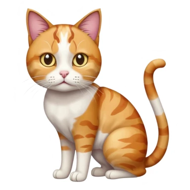 full body colourful calico tabby cat with disproportioned head with an anxious face and white front legs sticker