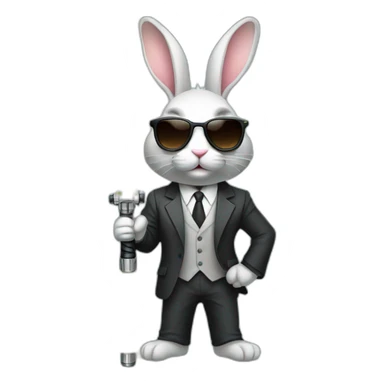 Rabbit with suit and sunglasses and  lightsaber light on completely sticker
