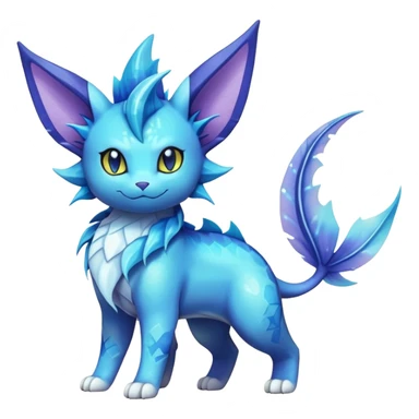 Elemental Exotic Colorful Fantasy Purrloin-Vaporeon-Pokémon-Fakémon-hybrid-creature (full body) sticker