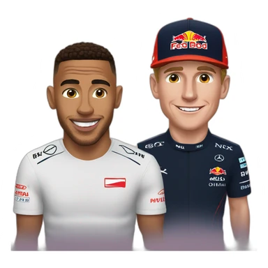 Lewis Hamilton with Max verstappen sticker