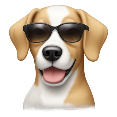 White and tan dog with sunglasses sticker