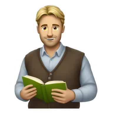 Caucasian man reading book sticker