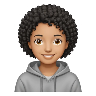 Make a Colombian with black short curly hair wearing a grey hoodie sticker