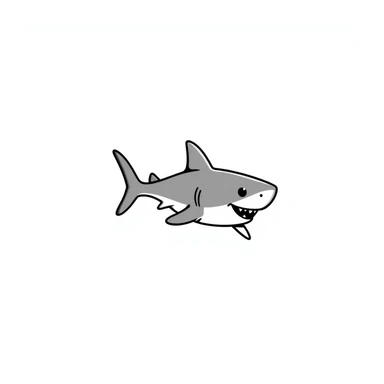 Hand-drawn shark with fins and tail sticker