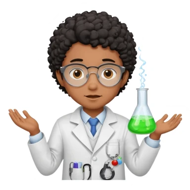 kid boy scientist brown skin, black curly hair sticker